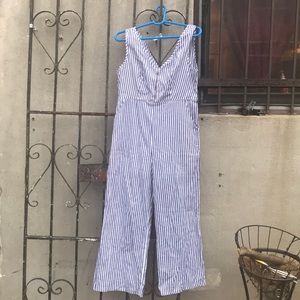 Pin stripped jump suit